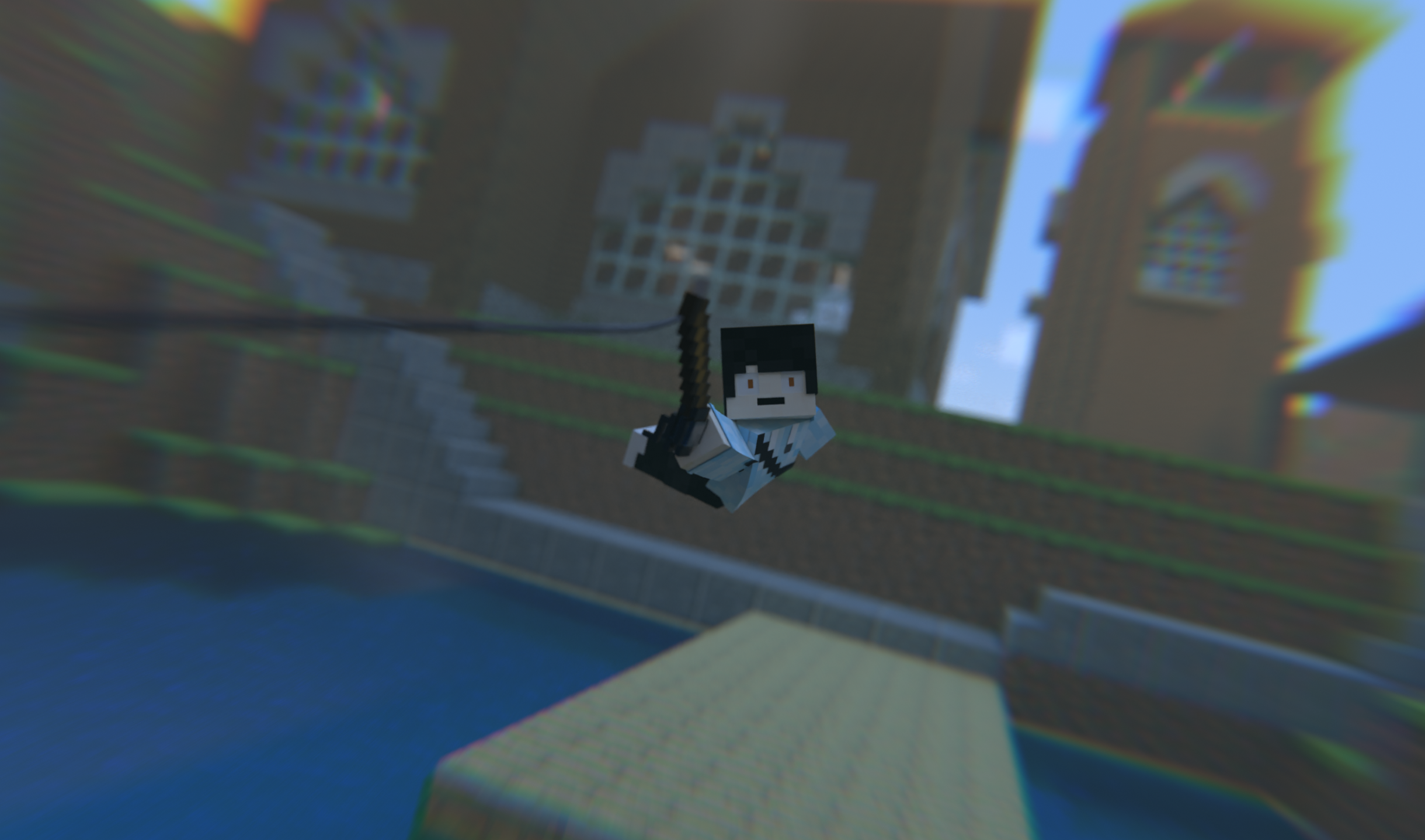 being pulled by a fish